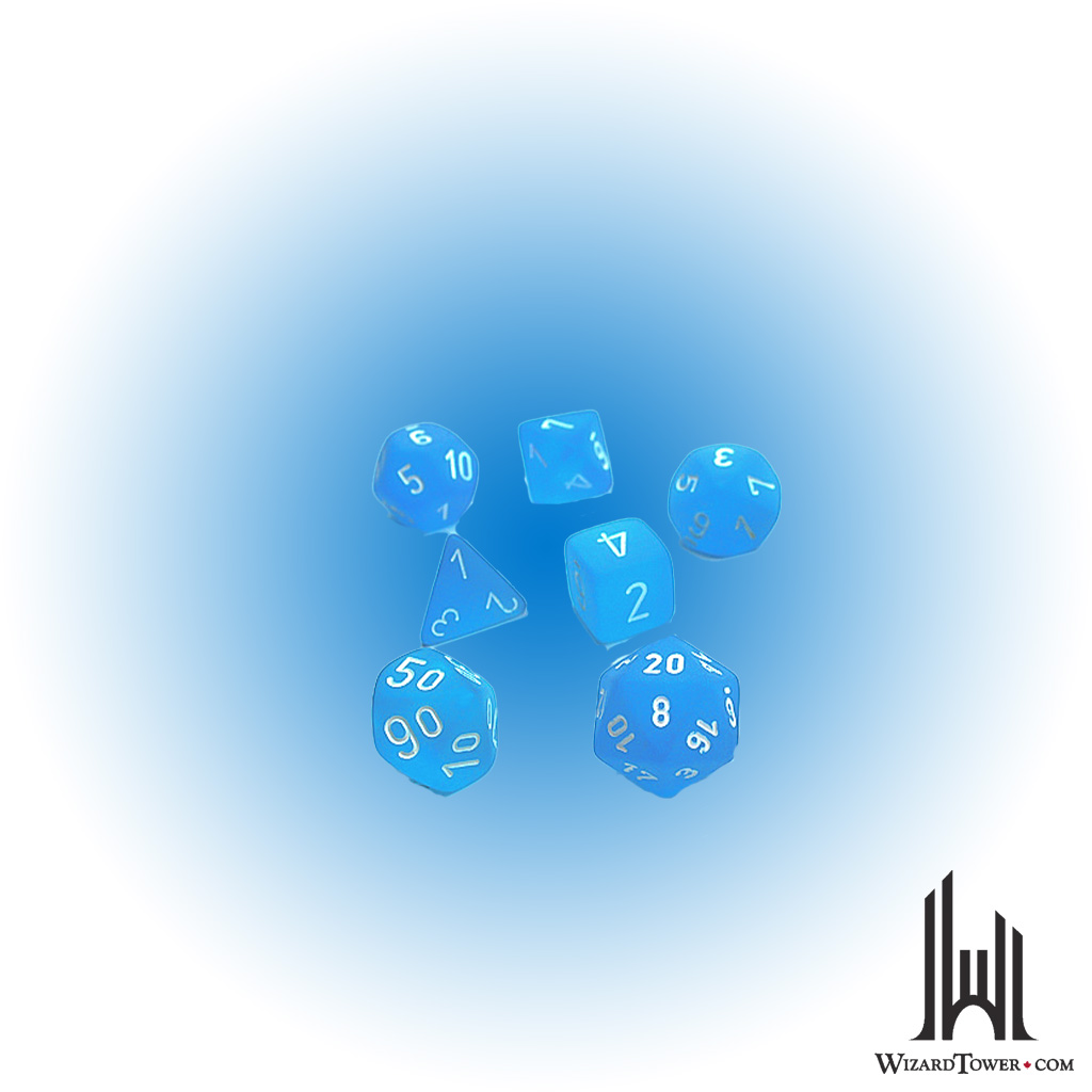 Frosted - Polyhedral 7-Die Set - Caribbean Blue / White